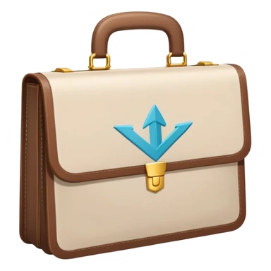 A flat-style illustration of a briefcase, a rising arrow. Clean, minimal, cartoon style, white background, iOS emoji aesthetic. sticker