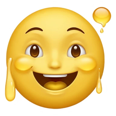 yellow emoji face tipped sideways, laughing with eyes squeezed shut, tears flying out, intense amusement, bright, expressive, emoji style sticker