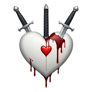 Black and white heart with a dagger going through it with blood on the dagger  sticker