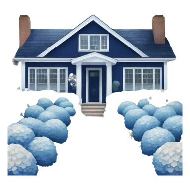 Navy blue shingle beach house with hydrangeas lining the drive way  sticker