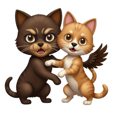 cat fight with dog sticker