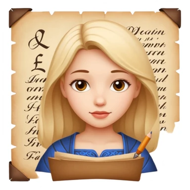 girl with Calligraphy on the paper sticker