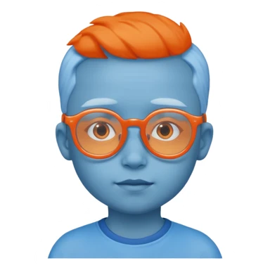 blue skinned orange glassed child sticker
