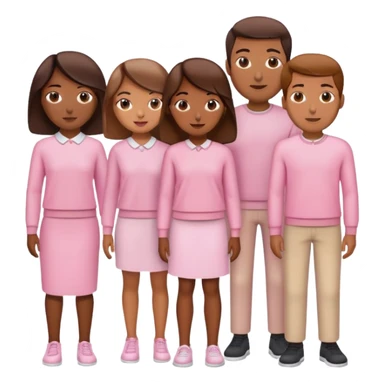 Medium brown big family wearing light pink sticker