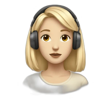 Lo-fi girl with blonde hair and in bose beige headphones  studing sticker