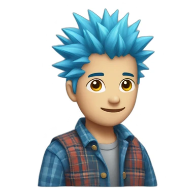Spiky blue-haired boy In plaid  sticker