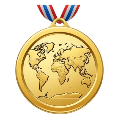 a gold medal with a map engraved on it sticker