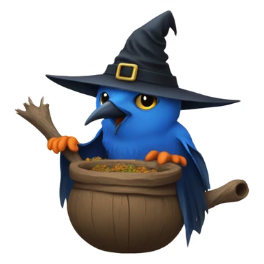 Witch with a bluebird sticker