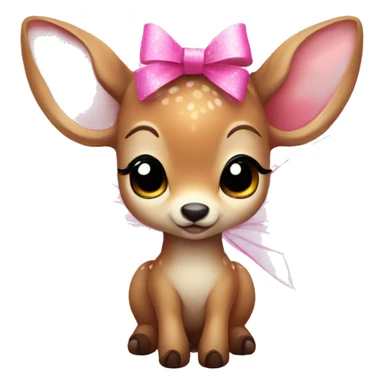 baby deer with fairy wings and a pink bow around its neck  sticker