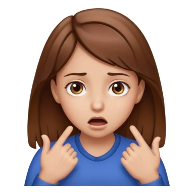 A girl with brown hair and eyes doing the chocking emote sticker