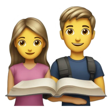 boy and girl of seven years old with an English textbook sticker