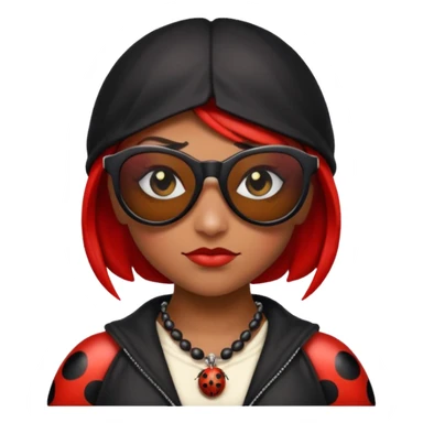a badass villain ladybug thug with sunglasses and a necklace on sticker
