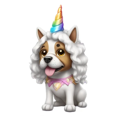 Dog wearing a unicorn costume sticker