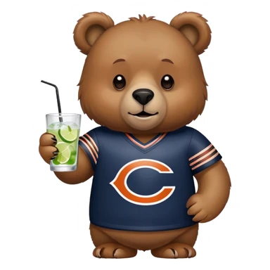 Bear wearing a Chicago bears jersey and holding a gin tonic in its hand  sticker