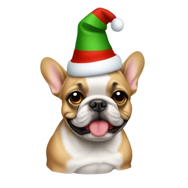 Frenchie with a Christmas hat sticker