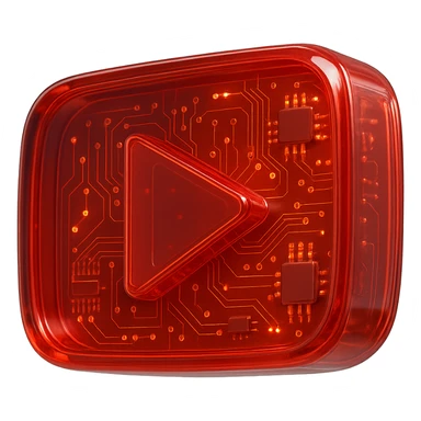 chess board of youtube play button, red YouTube play button, glossy circuit style sticker