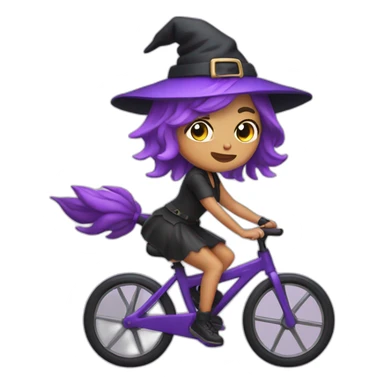 Cute witch purple hair riding spin bike sticker