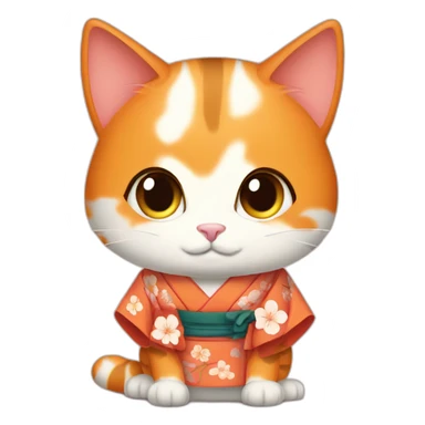 Beautiful orange cat wearing kimono sticker