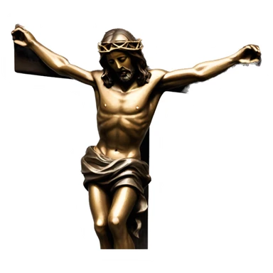 bronze, jesus on crucifix, reaching up sticker