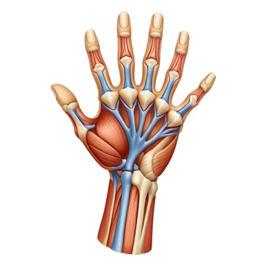Hand holding a tendon anatomy diagram sticker