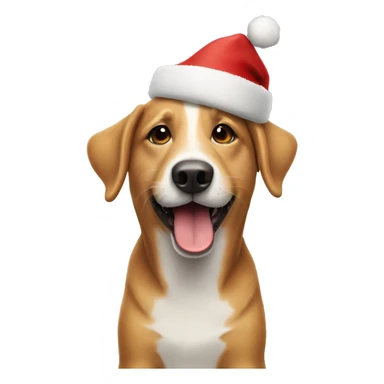 happy dog wearing a christmas hat  sticker
