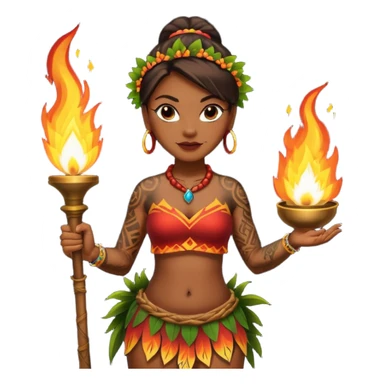 hawaiian female fire dancer with tattoos sticker