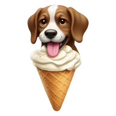 Dog eating ice cream cone sticker