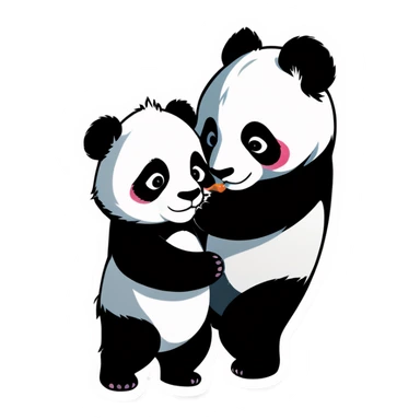 Panda kiss sticker