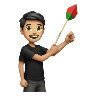 smiling boy in black shirt playing darts  sticker