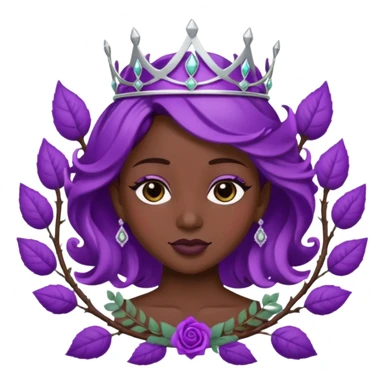 Purple rose with silver tiara and a purple emblem leaf wreath sticker