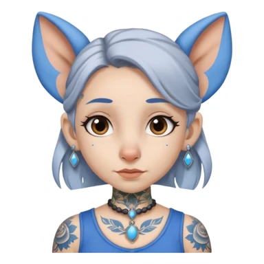 white-gray haired heavy blue tattooed big head accessory big nose mid size ear young girl sticker