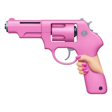 light-skinned hand with pink nails and a pink gun sticker