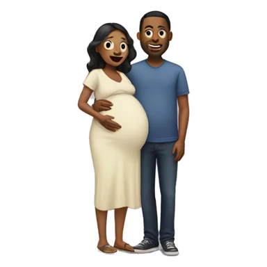 A pregnant woman with her husband  sticker