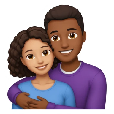 Ebony couple, light skin female brown skin male cuddling  sticker