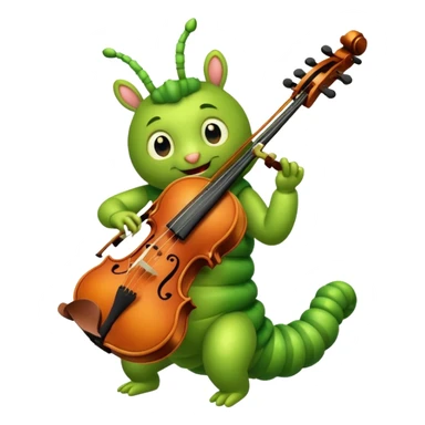 caterpillar playing violin on his shoulders sticker