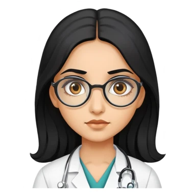 Girl doctor wearing eyes lenses with long black hair indian skin tone  sticker