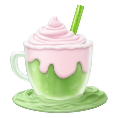 Clear tumblr cup with light pink drink, matcha foam, and whip cream on top sticker