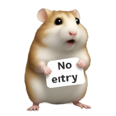 hamster holding a 'no entry' sign sticker