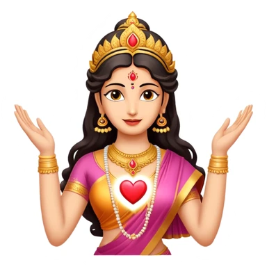 hindu goddess lakshmi sending heart with two hands together, her hands should be touching each other and sending a heart in between sticker
