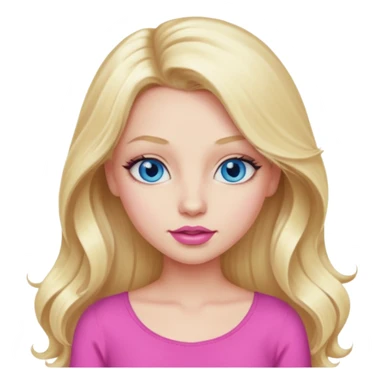 blonde girl blue eyes big pink lips bimbo pink top diva long hair  sticker
