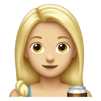 blonde haired girl with a beer sticker