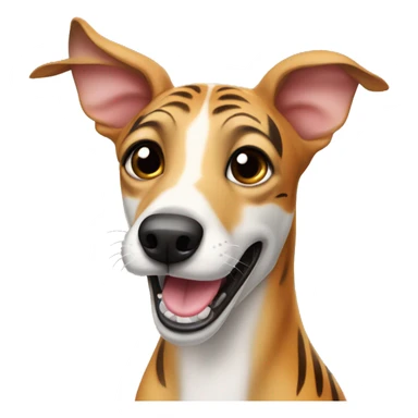 Fawn tiger greyhound with tongue out sticker