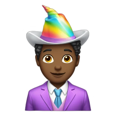 Posh-boy-with-suit-and-rainbow-unicorn-hat sticker