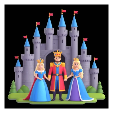 king and queen posing, castle background sticker