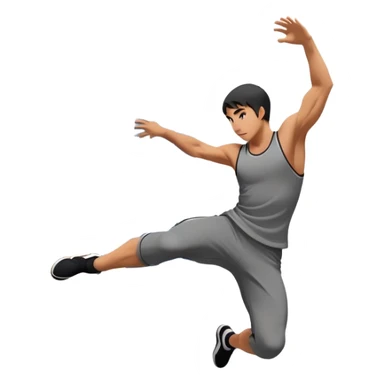 A person performing a parkour move, leaping between buildings or scaling a wall with agility and precision. The scene captures dynamic motion, showcasing strength, flexibility, and the thrill of urban acrobatics against an urban cityscape backdrop. sticker