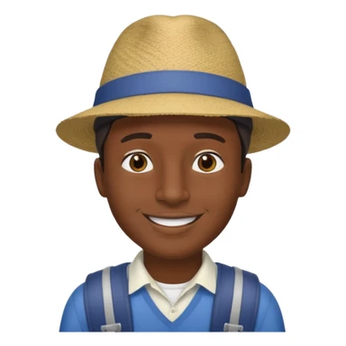 Visage homme créole réunionnais avec chapeau arrive avion sticker