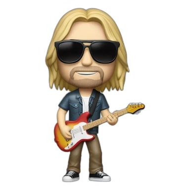 funko pop kurt cobain holding guitar with sunglasses nirvana sticker