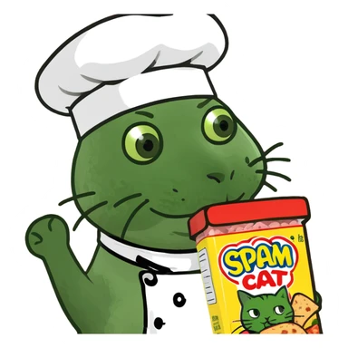 kawaii pink cat with spam sticker