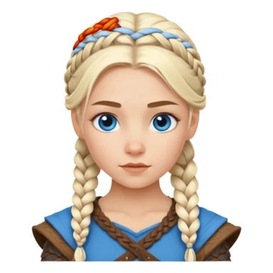 Viking platinum blonde girl with braid and blue eyes. sticker