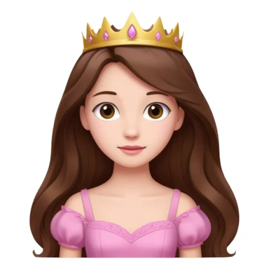 Princess with long brown hair pink dress and soft aesthetic sticker